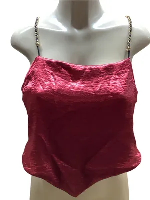 Just Polly New York Size Medium Spaghetti Strap Crop Top With Back Tie, Preloved thumbnail 1