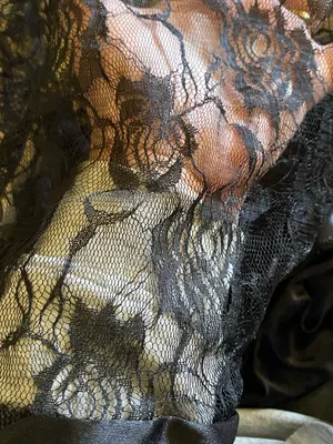 Unbranded satin silky floral lace front panel slip lingerie chemise black size M thumbnail 3