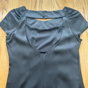 Vintage CACHE 100% Silk Satin Cocktail Dress Black Size 4 LBD Cap‎ Sleeve Luxe thumbnail 9