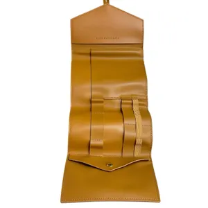 Glass Ladder Co Katherine Tech Travel Pouch Organizer Roll Up Honey Leather 7x5" thumbnail 5