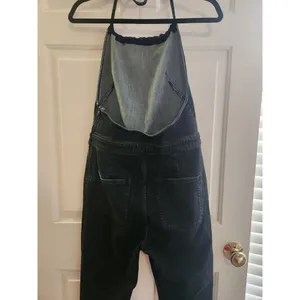 Free People Overalls Women Size 12 Dark-wash Denim Halterall Overall Side Zip thumbnail 5
