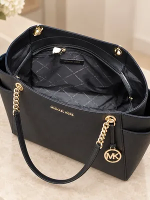 Michael Kors Black Saffiano Leather Chain Shoulder Tote Bag NWT thumbnail 6