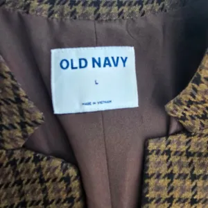 Old Navy NWT Pixie Blazer Womens Brown Houndstooth Collarless‎ Jacket Large thumbnail 5