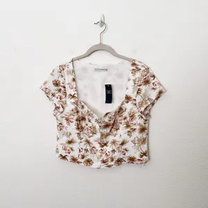 [Abercrombie & Fitch] Tropical Toile Print Sweetheart Neck Crop Top Size Large L thumbnail 3