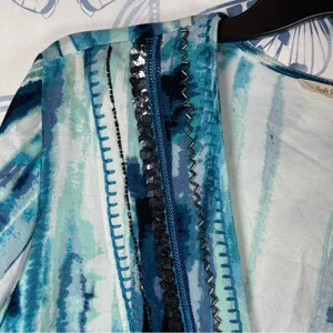 Soft Surroundings Blue Patterned Top SZ:M thumbnail 3