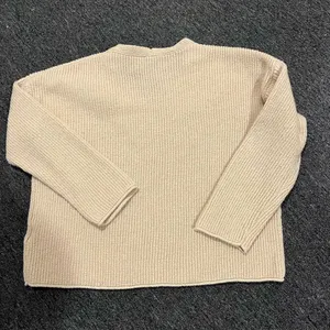 Cream V-Neck Sweater with Relaxed Fit thumbnail 2