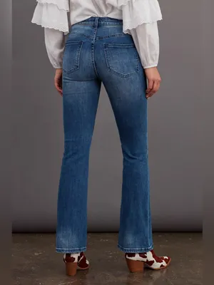Pilcro Anthropologie High Rise Flare Jeans Womens 25 Medium Wash Stretch‎ Denim thumbnail 2