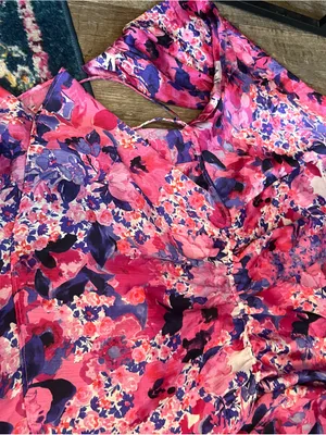 Zara purple and pink printed dress thumbnail 8