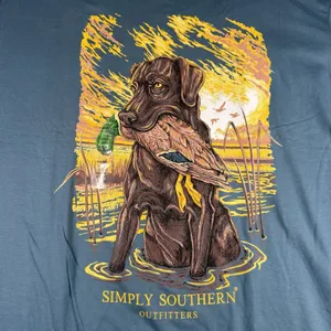 Simply Southern Outfitters Dog T-shirt XL Green Duck Short Sleeve Graphic Tee thumbnail 1