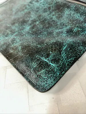 Patricia Nash Turquoise & Brown Tooled Leather Envelope Clutch thumbnail 8