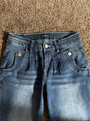 Women's Mid-Rise Blue Flare Jeans — Wide Leg Denim thumbnail 3
