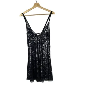 Free People Gunmetal Gray Gold Rush Mini Sequin Dress M‎ thumbnail 3