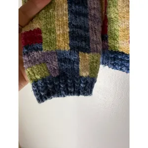 Talbots Vintage Multi Color Geometric Zip Front Cotton Knit Cardigan Sweater M thumbnail 6