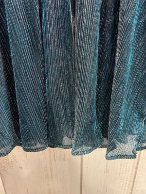 Lulus NWT Smokeshow Teal Metallic Deep V Sleeveless Skater Mini Dress Size XS thumbnail 7