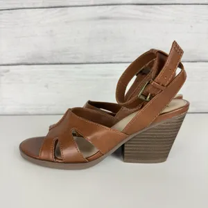 Frye and Co. Women's Brown Gelsey Heeled Open Toe Sandals Size 6.5 Vegan Leather thumbnail 6