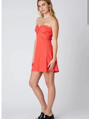 Cotton Candy LA Red Linen Keyhole Dress Size Medium thumbnail 3