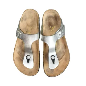 Papillio By Birkenstock Gizeh Metallic Silver Leather Slip-On Thong Sandals 39 thumbnail 5