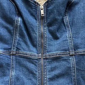 American Eagle Denim Stretch Mini Dress Zip Front Womens M Preppy Western Casual thumbnail 6