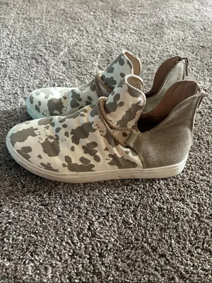 Very G Canvas High-Top Slip-On Sneakers in brown cow print thumbnail 2