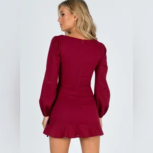 Princess Polly The Villa Mini Dress In Burgundy Size 6 thumbnail 15