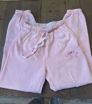 VS Pink X LoveShackFancy Size XXS Pink Bow Jogger Sweatpants Coquette thumbnail 1