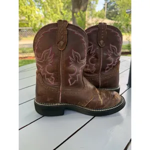 Justin Boots Gypsy Women’s Western Cowgirl Boots Brown Pink Stitching L9903 Size 7B thumbnail 5