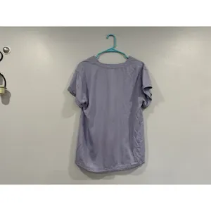Daily Practice by Anthropologie Purple Vneck Short Sleeve Shirt Small S thumbnail 3