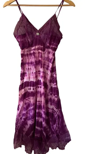 Frida Purple Tie Dye Lace Midi Dress Size S/M thumbnail 1