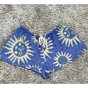 Out From Under Ellie Sweatshorts Blue Celestial Sun Drawstring Boho Loungewear M thumbnail 3