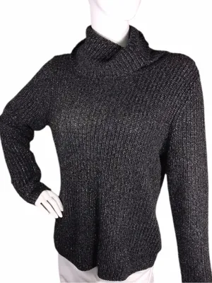 Lauren Ralph Lauren Cashmere Silk Blend Luxe Metallic Sweater XL thumbnail 1