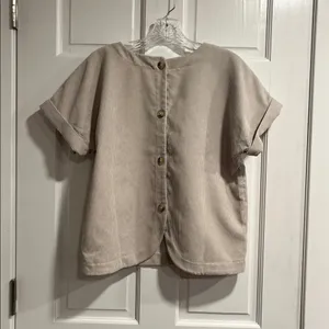 Madewell Collette Button Back Top in Khaki Corduroy Size Small thumbnail 4