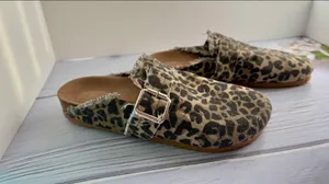 Leopard Print Sandals/Slides, Size 9 Brown thumbnail 3