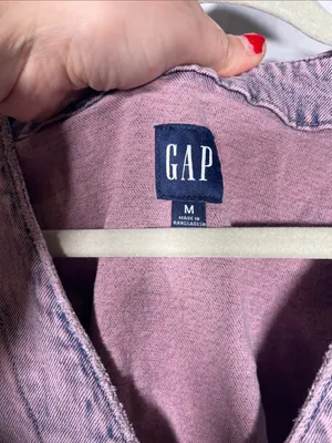 Gap Womens Mauve Purple Acid Wash Button Down Denim Mini Dress Medium thumbnail 3