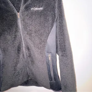 Columbia Black Full Zip Sherpa Fleece Jacket w Stretch Side Panels Size L warm thumbnail 14