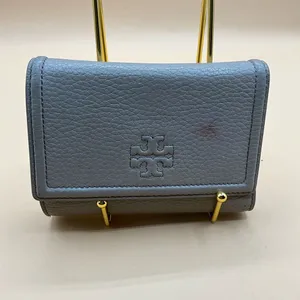 A Very Sweet Taupe 3 Fold Tory Burch Leather Snap Wallet thumbnail 1