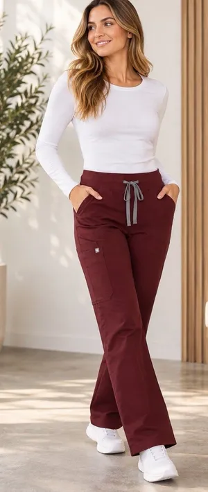 FIGS Livingston Scrub Pants Burgundy Size XS thumbnail 1