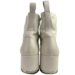 Coach Nala Chalk White Leather Zip Up Block Heel Western Ankle Boots Booties 10 thumbnail 3