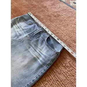 Y2K Bubblegum denim mini skirt raw hem 90s 2000s blue jean cutoff thumbnail 2