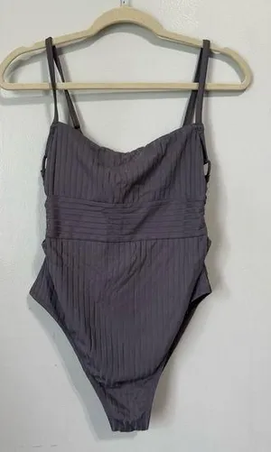 NWOT Shade & Shore Gray One Piece Bikini Swim Suit Size Large thumbnail 1