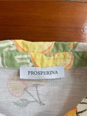 Prosperina Clementine Multi Print Cotton Linen Button Front Tie Sleeve Top 💛🎀 thumbnail 11