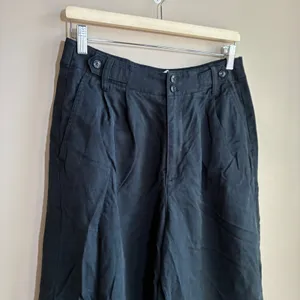 Madewell linen blend wide leg black trousers women's 6 casual pants 29 inseam thumbnail 2