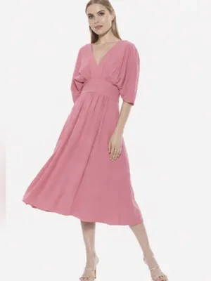 ALEXIA ADMOR August Draped Midi Dress Soft Girl Feminine thumbnail 2
