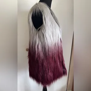 Lisa Rinna Collection Faux Fur Ombré Vest Size Medium. Silver/ maroon thumbnail 5