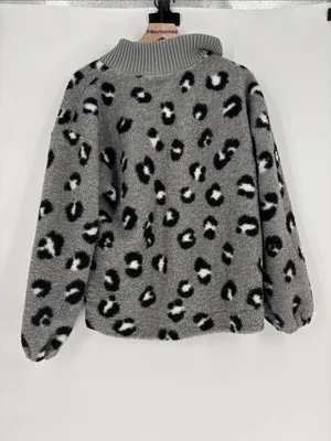 Loft animal print large Sherpa pullover thumbnail 4