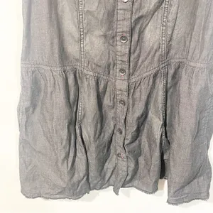 Free People Size Medium Dark Grey Cotton Sleeveless Button Down‎ Shirt Dress thumbnail 2