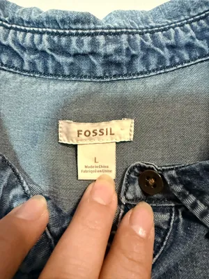 Fossil Blue Denim Shirt Dress size L thumbnail 10