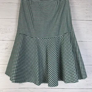 Zara green/white gingham Asymmetric ruffle Midi Skirt size XS thumbnail 6