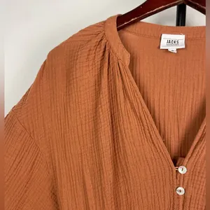 Jacks Surfboards Orange Brown‎ Cotton Gauze Short Sleeve Romper thumbnail 5