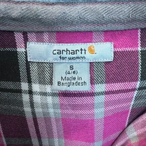 Carhartt Flannel Shirt Womens Small‎ Pink Plaid Hooded Pearl Snap Rugged Shacket thumbnail 9