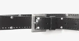 Leather Belt with Silver Rivets & Buckle Plus sz Black thumbnail 3